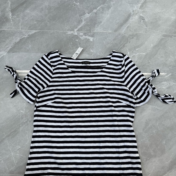 Women’s Talbots The Sleeve Knit Shift Striped Dress XS 100% Cotton Tie Sleeves - Picture 6 of 16